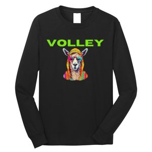 Volley Llama Funny Pickleball Long Sleeve Shirt