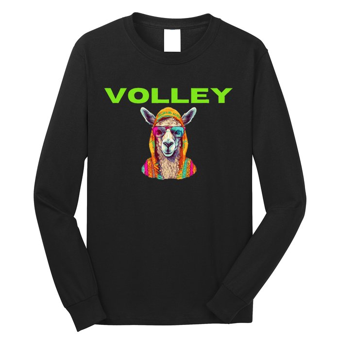 Volley Llama Funny Pickleball Long Sleeve Shirt