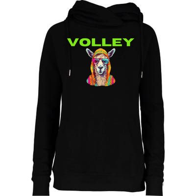 Volley Llama Funny Pickleball Womens Funnel Neck Pullover Hood