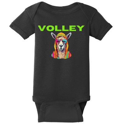 Volley Llama Funny Pickleball Baby Bodysuit