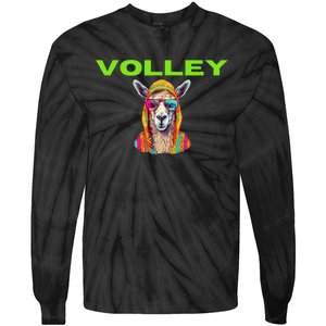 Volley Llama Funny Pickleball Tie-Dye Long Sleeve Shirt