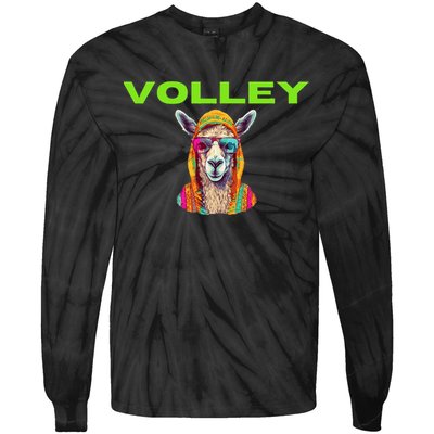 Volley Llama Funny Pickleball Tie-Dye Long Sleeve Shirt