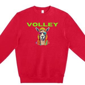 Volley Llama Funny Pickleball Premium Crewneck Sweatshirt