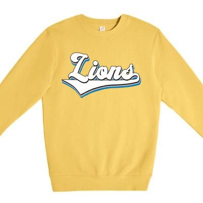 Vintage Lion Football Logo Premium Crewneck Sweatshirt