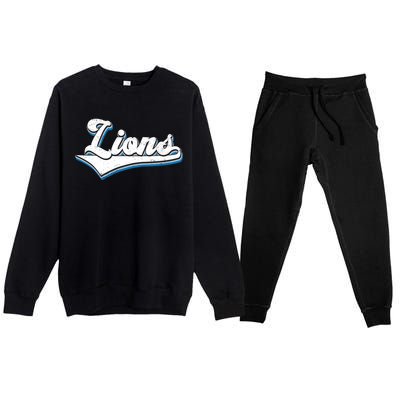 Vintage Lion Football Logo Premium Crewneck Sweatsuit Set