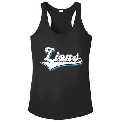 Vintage Lion Football Logo Ladies PosiCharge Competitor Racerback Tank