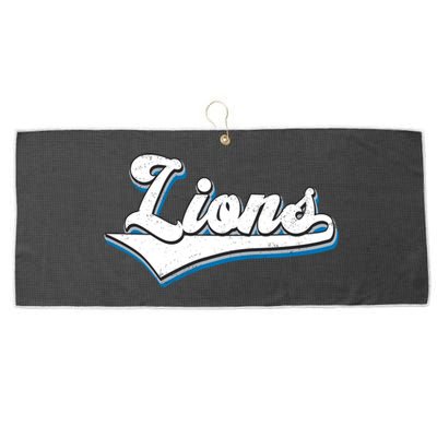 Vintage Lion Football Logo Large Microfiber Waffle Golf Towel