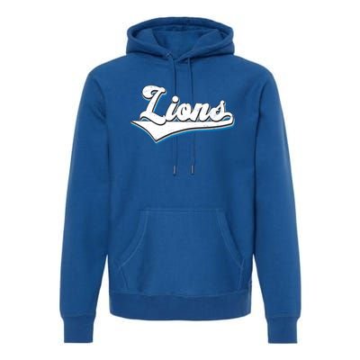 Vintage Lion Football Logo Premium Hoodie