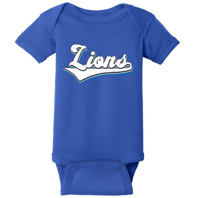 Vintage Lion Football Logo Baby Bodysuit