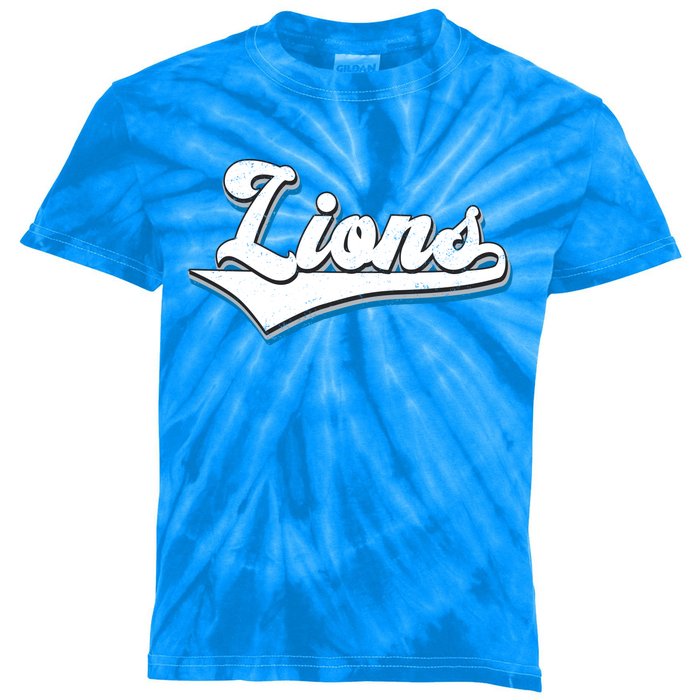 Vintage Lion Football Logo Kids Tie-Dye T-Shirt