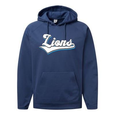 Vintage Lion Football Logo Performance Fleece Hoodie