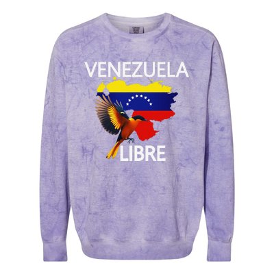 Venezuela Libre Flag Pride Bandera Venezolana Root Colorblast Crewneck Sweatshirt