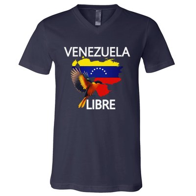 Venezuela Libre Flag Pride Bandera Venezolana Root V-Neck T-Shirt