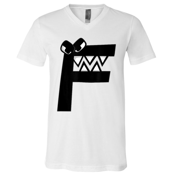 Villain Letter F Costume Boys Matching Evil Alphabet Lore V-Neck T-Shirt