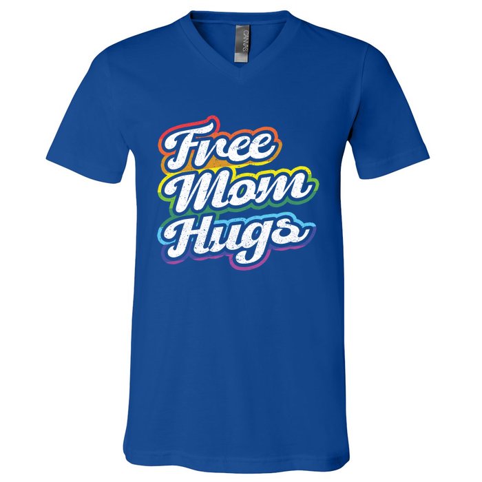 Vintage Lgbtq Free Mom Hugs Cool Gift V-Neck T-Shirt