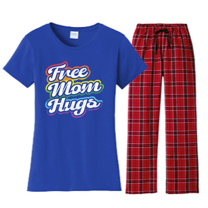 Vintage Lgbtq Free Mom Hugs Cool Gift Women's Flannel Pajama Set