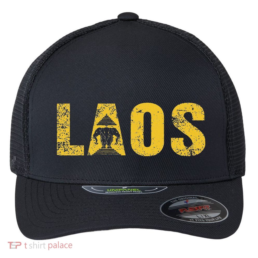 Vintage Laos Flag Vientiane Kingdom Of Laos Flexfit Unipanel Trucker Cap
