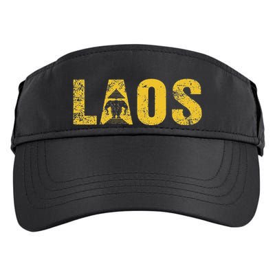 Vintage Laos Flag Vientiane Kingdom Of Laos Adult Drive Performance Visor