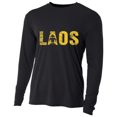 Vintage Laos Flag Vientiane Kingdom Of Laos Cooling Performance Long Sleeve Crew