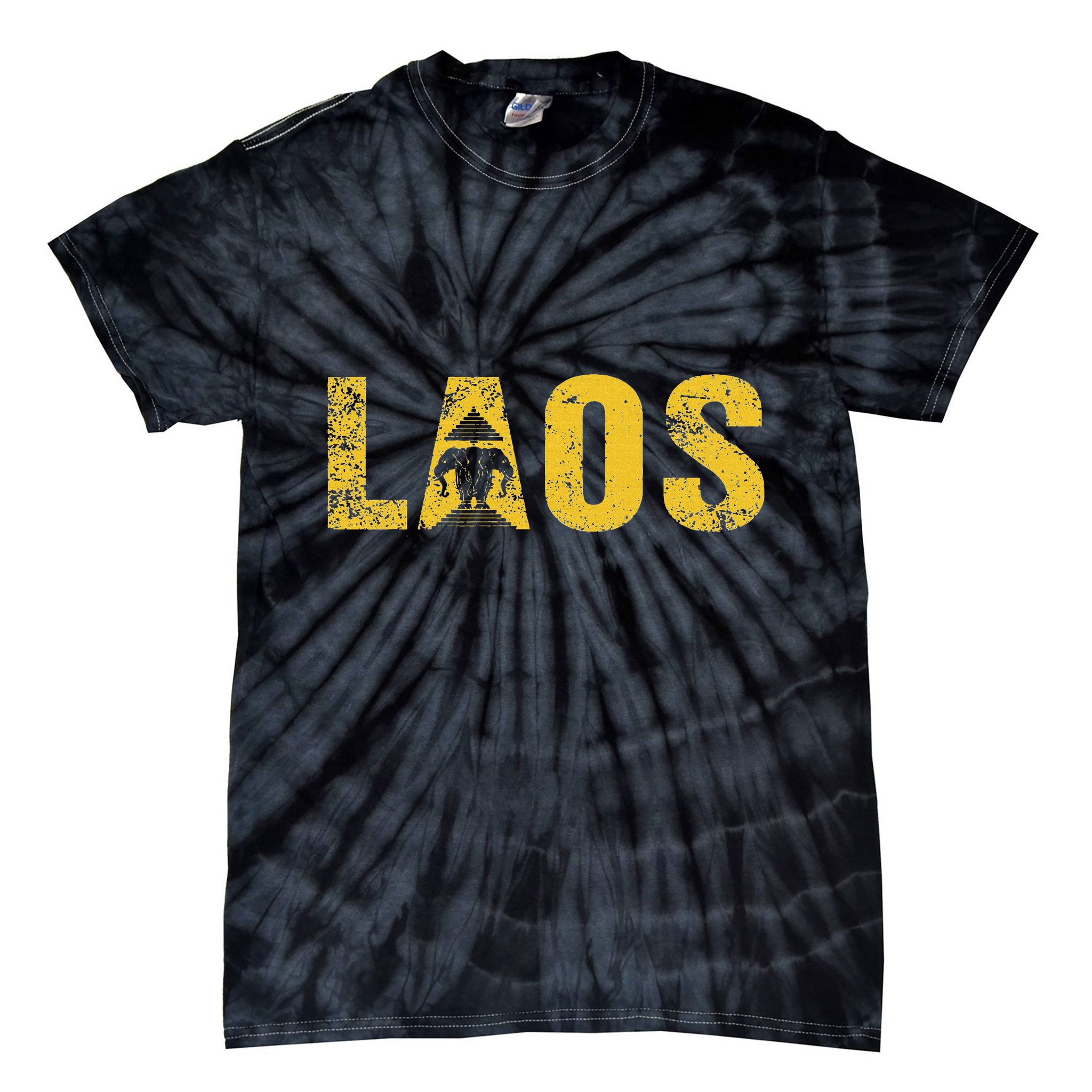 Vintage Laos Flag Vientiane Kingdom Of Laos Tie-Dye T-Shirt