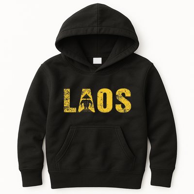 Vintage Laos Flag Vientiane Kingdom Of Laos Kids Hoodie