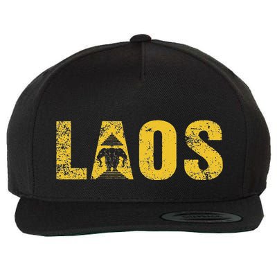 Vintage Laos Flag Vientiane Kingdom Of Laos Wool Snapback Cap