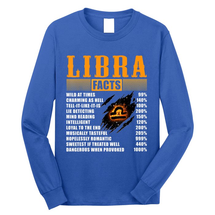 Vintage Libra Facts Funny Zodiac Sign Birthday Horoscope Meaningful Gift Long Sleeve Shirt