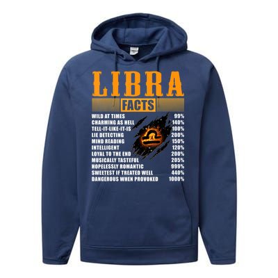 Vintage Libra Facts Funny Zodiac Sign Birthday Horoscope Meaningful Gift Performance Fleece Hoodie