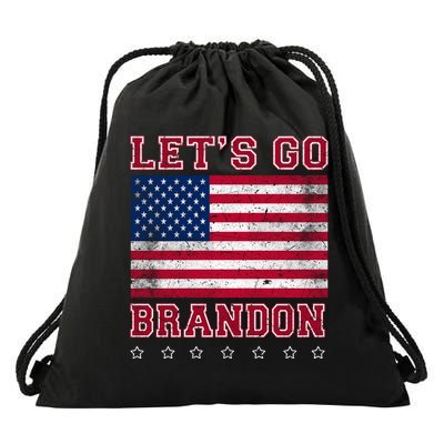 Vintage Let's Go Brandon American Flag Drawstring Bag