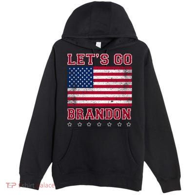 Vintage Let's Go Brandon American Flag Premium Pullover Hoodie