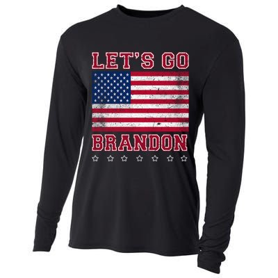 Vintage Let's Go Brandon American Flag Cooling Performance Long Sleeve Crew