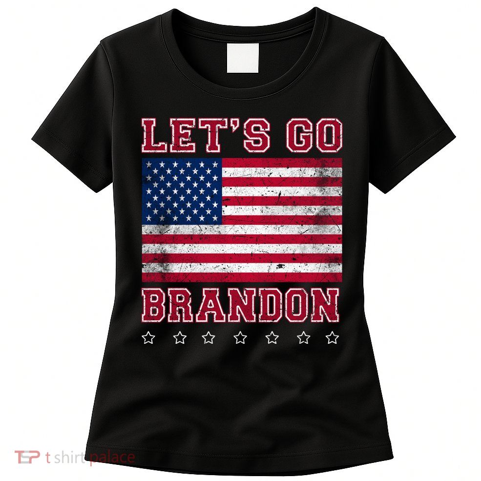 Vintage Let's Go Brandon American Flag Womens T-Shirt