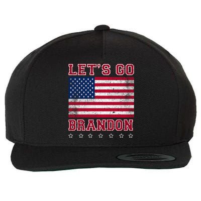 Vintage Let's Go Brandon American Flag Wool Snapback Cap