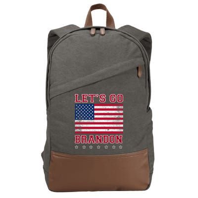 Vintage Let's Go Brandon American Flag Cotton Canvas Backpack
