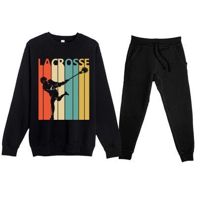 Vintage Lacrosse, Gift For Lacrosse Player Premium Crewneck Sweatsuit Set