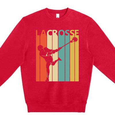 Vintage Lacrosse, Gift For Lacrosse Player Premium Crewneck Sweatshirt