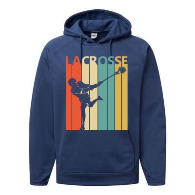 Vintage Lacrosse, Gift For Lacrosse Player Performance Fleece Hoodie