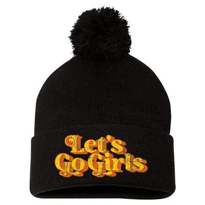 Vintage Lets Go Funny Country Music Retro 70s Pom Pom 12in Knit Beanie