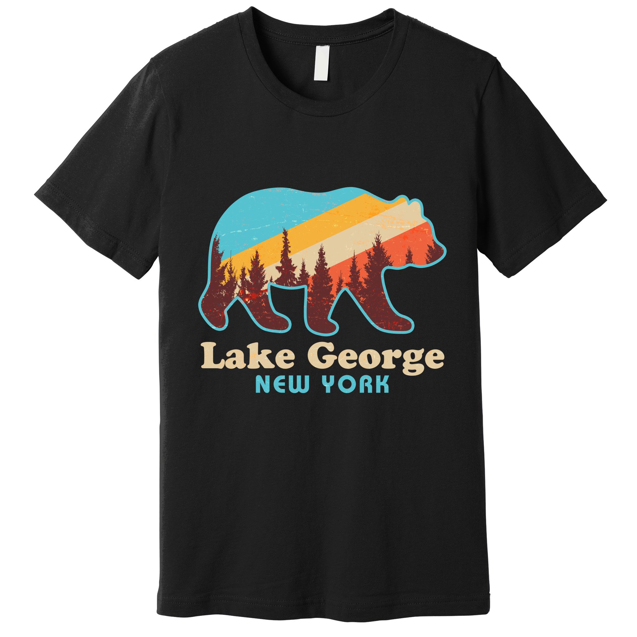 Vintage Lake George New York Forest Bear Premium T-Shirt
