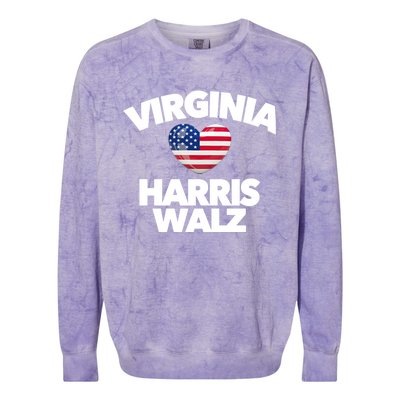 Virginia Loves Harris Walz America Vote Norfolk Richmond Va Gift Colorblast Crewneck Sweatshirt