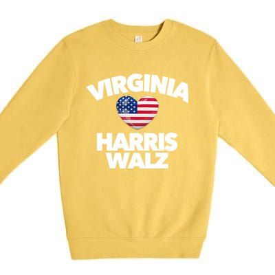 Virginia Loves Harris Walz America Vote Norfolk Richmond Va Gift Premium Crewneck Sweatshirt