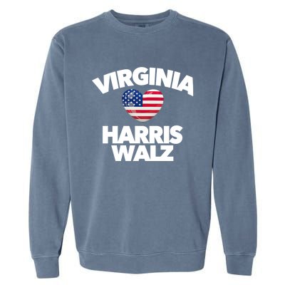 Virginia Loves Harris Walz America Vote Norfolk Richmond Va Gift Garment-Dyed Sweatshirt