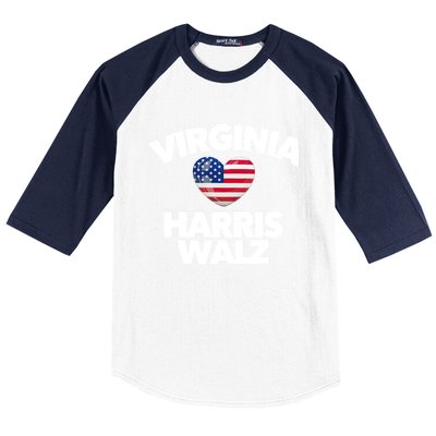 Virginia Loves Harris Walz America Vote Norfolk Richmond Va Gift Baseball Sleeve Shirt