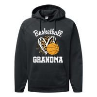 Vintage Leopard Heart Basketball Grandma Performance Fleece Hoodie