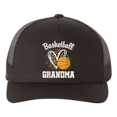 Vintage Leopard Heart Basketball Grandma Yupoong Adult 5-Panel Trucker Hat