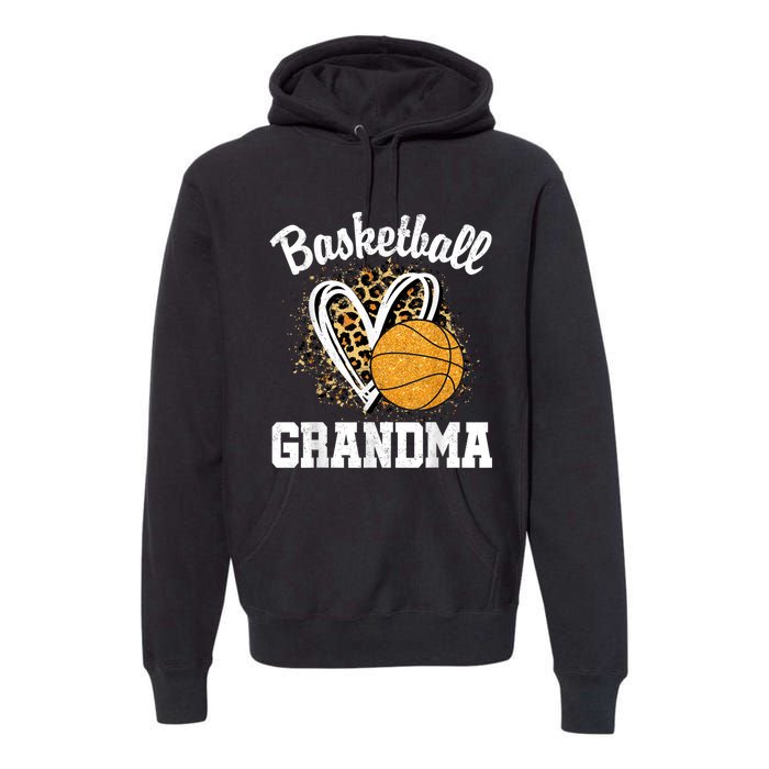 Vintage Leopard Heart Basketball Grandma Premium Hoodie