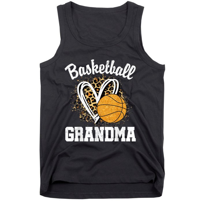 Vintage Leopard Heart Basketball Grandma Tank Top