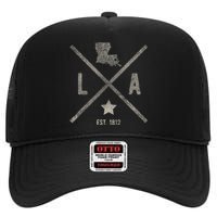 Vintage Louisiana Home State Outline La Map Silhouette High Crown Mesh Back Trucker Hat