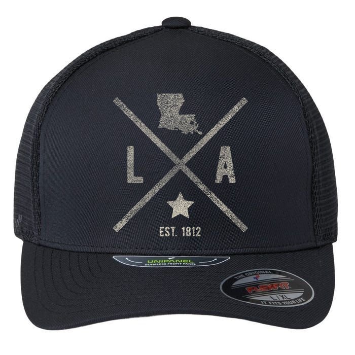 Vintage Louisiana Home State Outline La Map Silhouette Flexfit Unipanel Trucker Cap