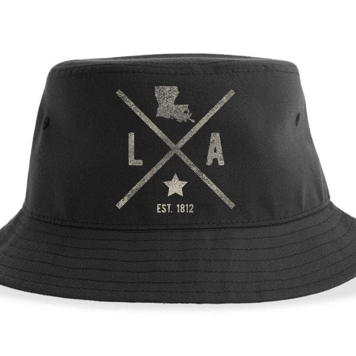 Vintage Louisiana Home State Outline La Map Silhouette Sustainable Bucket Hat